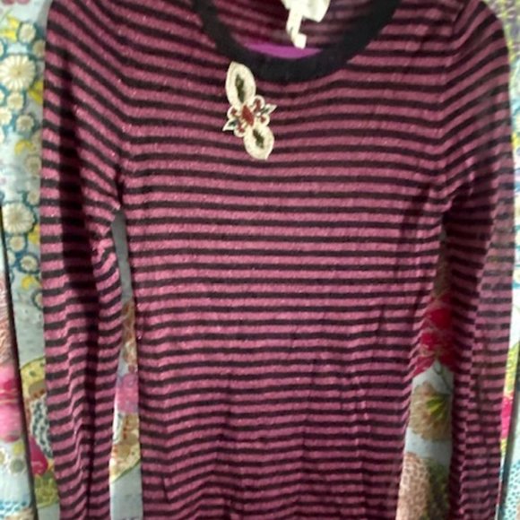 ETOLE SABEL MARANT pink & black striped, metallic thin-knit top in size 2 - Picture 10 of 16